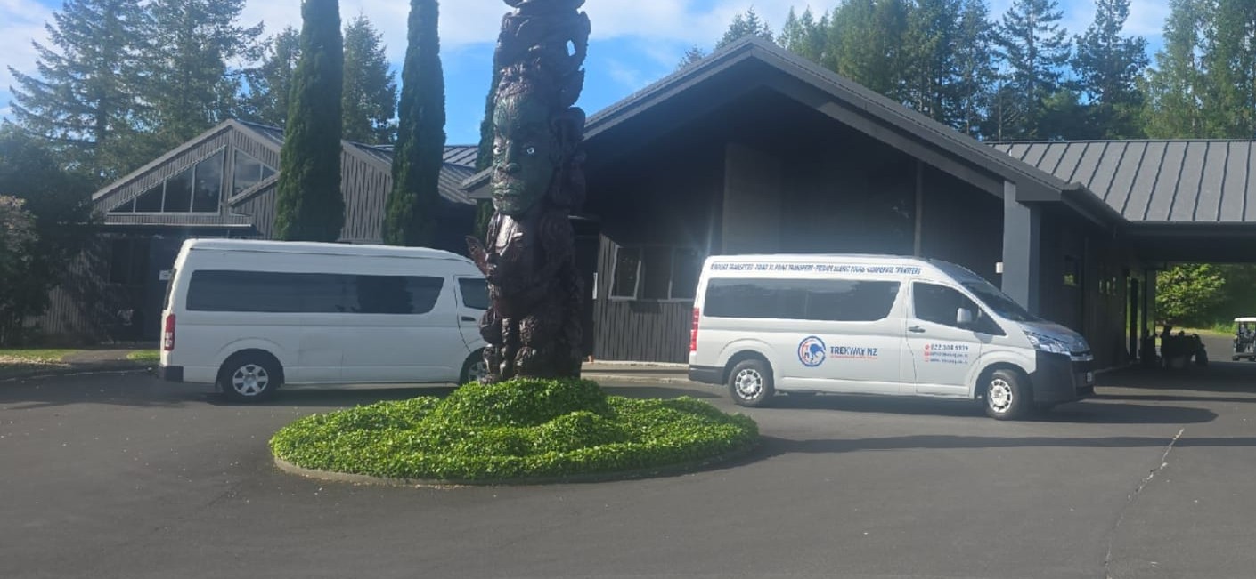 Trekway shuttle vans at a marae